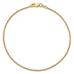 14K 9 inch 1.4mm Round Open Link Cable with Lobster Clasp Anklet