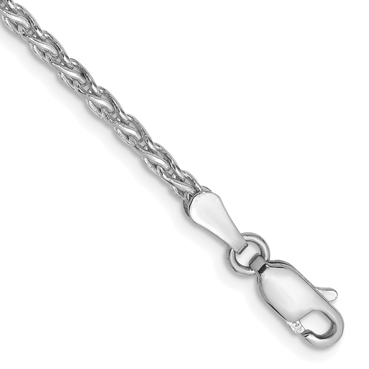 14K White Gold 8 inch 2.25mm Parisian Wheat with Lobster Clasp Bracelet