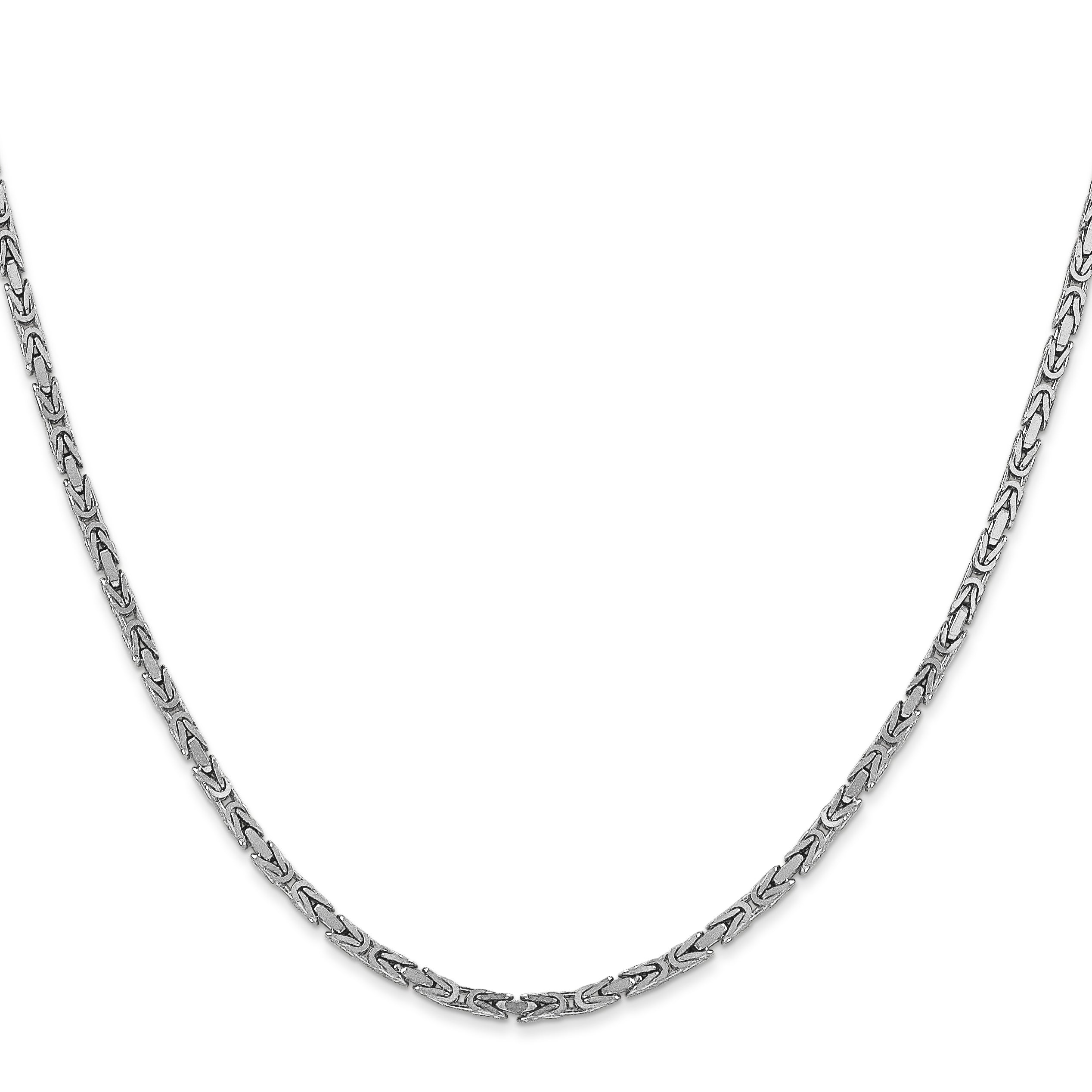 14K White Gold Byzantine Necklace with Polished Rhodium Finish