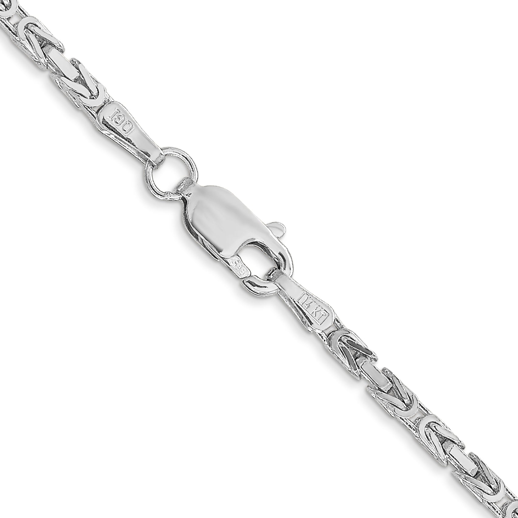14K White Gold 16 inch 2mm Byzantine with Lobster Clasp Chain