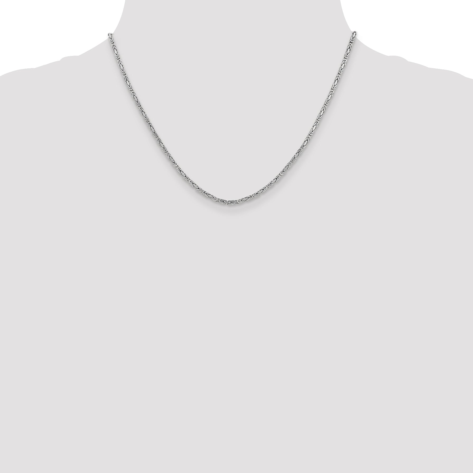 14K White Gold Byzantine Necklace with Polished Rhodium Finish