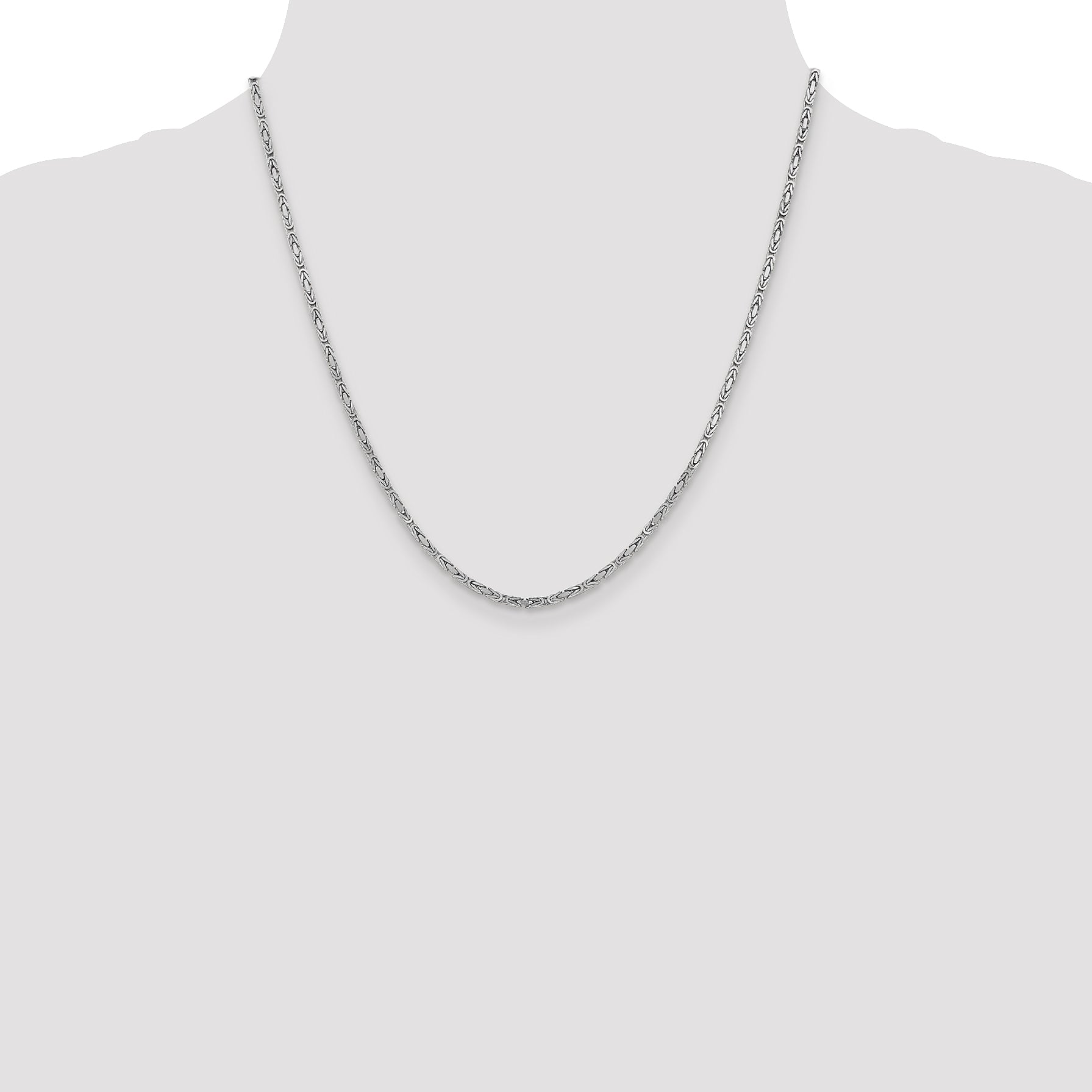 14K White Gold Byzantine Necklace with Polished Rhodium Finish