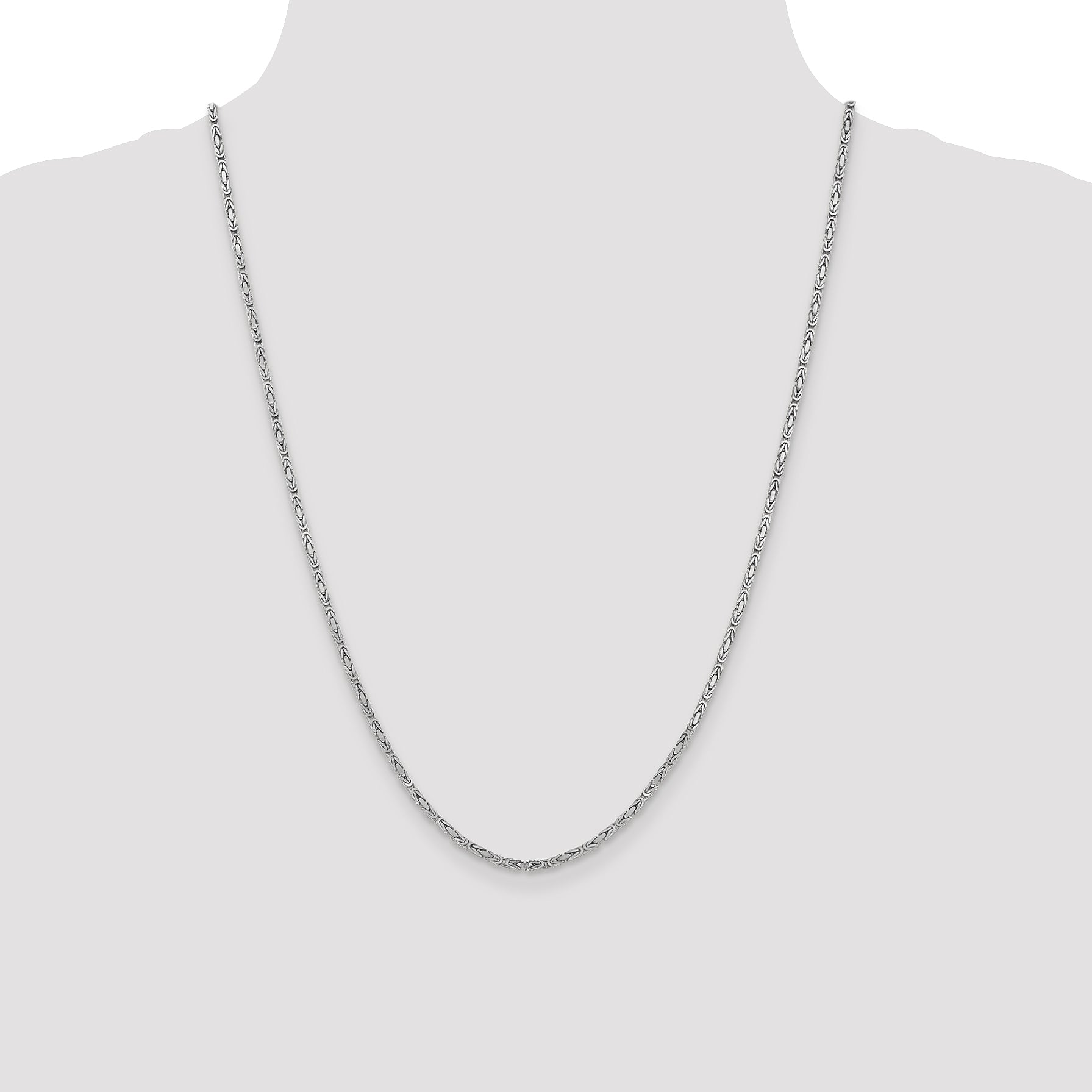 14K White Gold Byzantine Necklace with Polished Rhodium Finish
