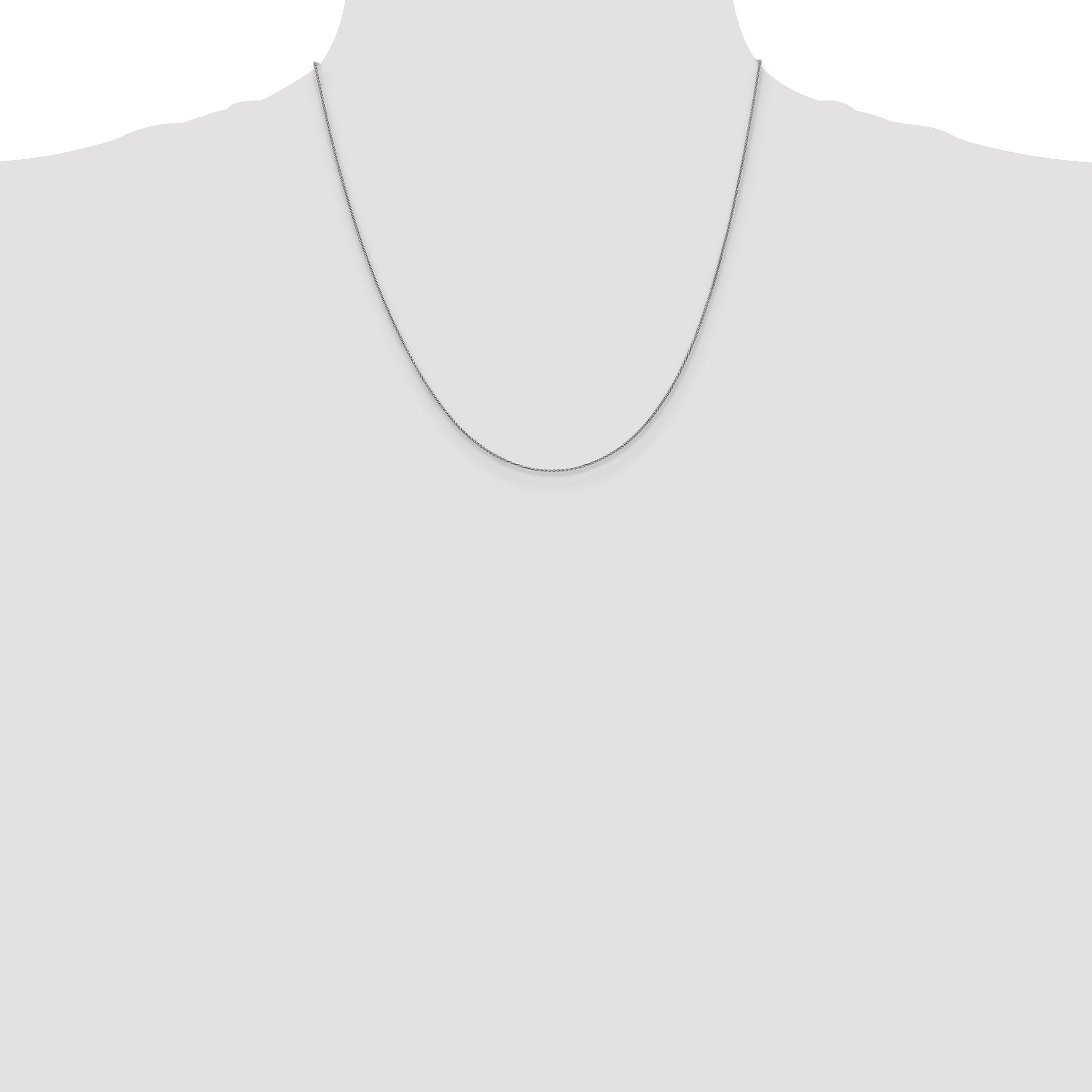 14K White Gold Spiga Chain Necklace with Polished Finish