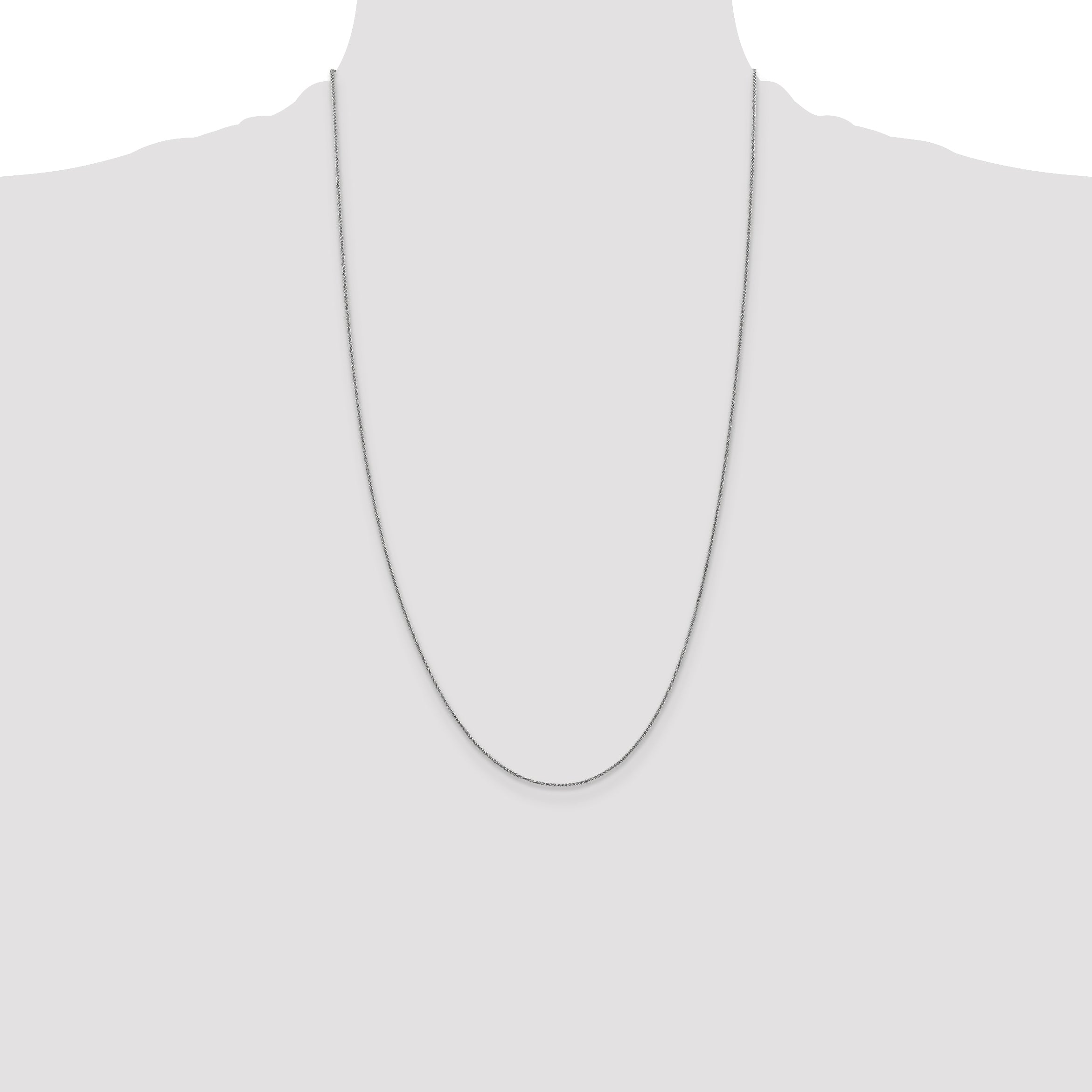 14K White Gold Spiga Chain Necklace with Polished Finish