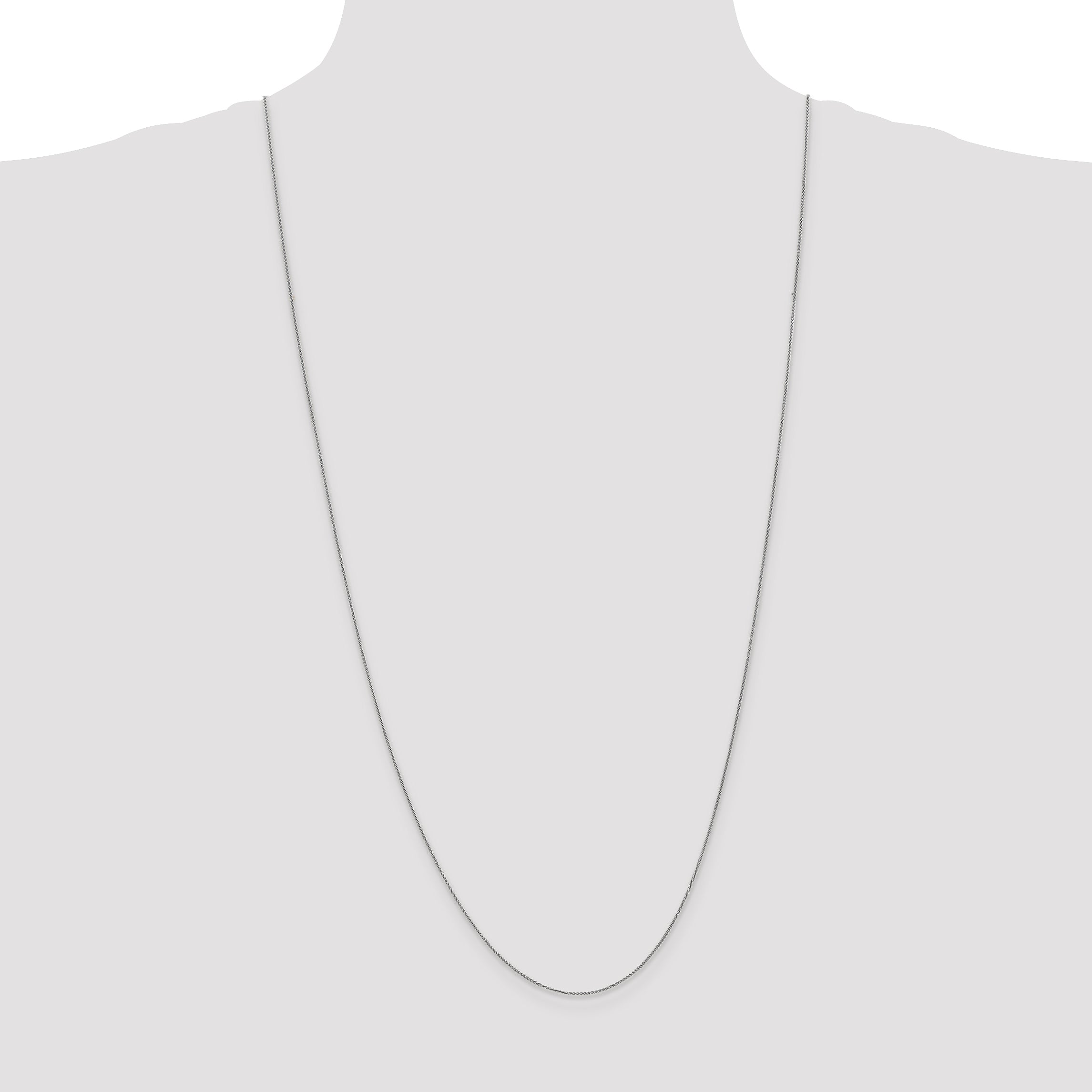 14K White Gold Spiga Chain Necklace with Polished Finish