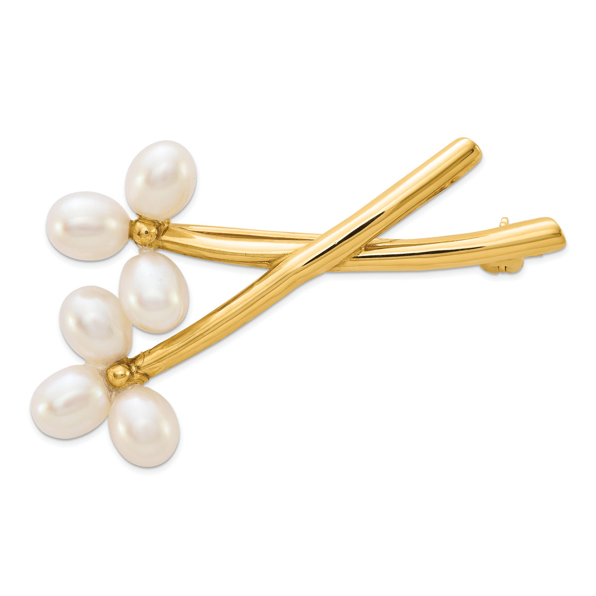 14k 5-6mm White Rice Freshwater Cultured Pearl Pin