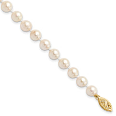 14k 6-7mm Round White Saltwater Akoya Cultured Pearl Bracelet