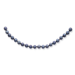 14K White Gold 5-6mm Round Black Saltwater Akoya Cultured Pearl Necklace