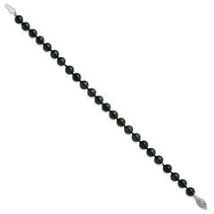 14k White Gold 6-7mm Round Black Saltwater Akoya Cultured Pearl Bracelet