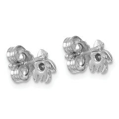 Sterling Silver Rhodium-Plated Crystal Inlay Tiny Turtle Earrings