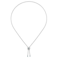 Sterling Silver Rhodium-Plated Polished and Textured Crystal Starfish Adjustable Necklace
