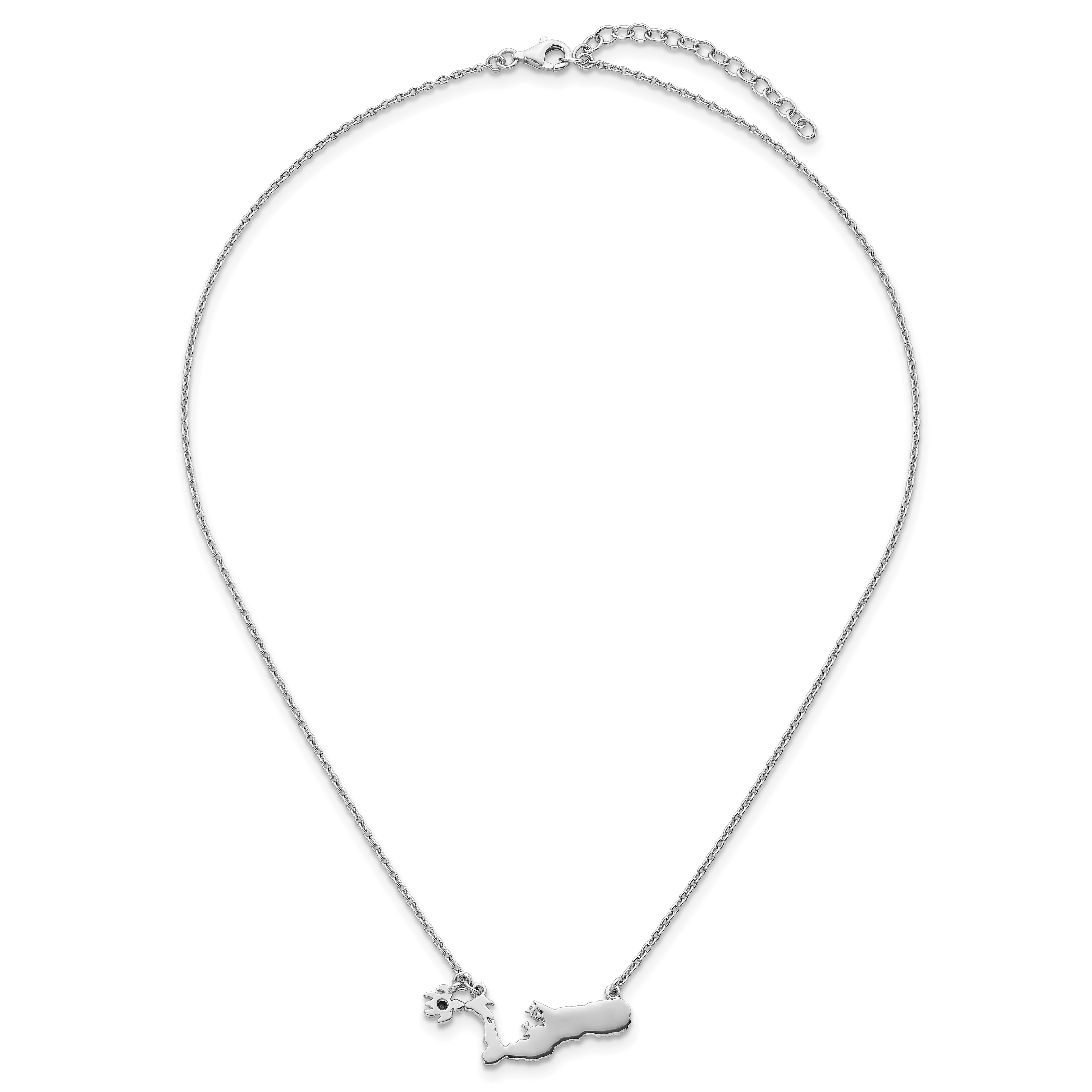 Sterling Silver Crystal Turtle Cayman Island 16 +1.75in Necklace