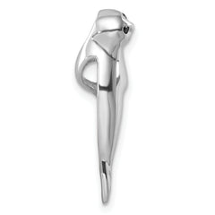 Sterling Silver Rhodium-plated Polished CZ Eye Harbor Seal Pendant