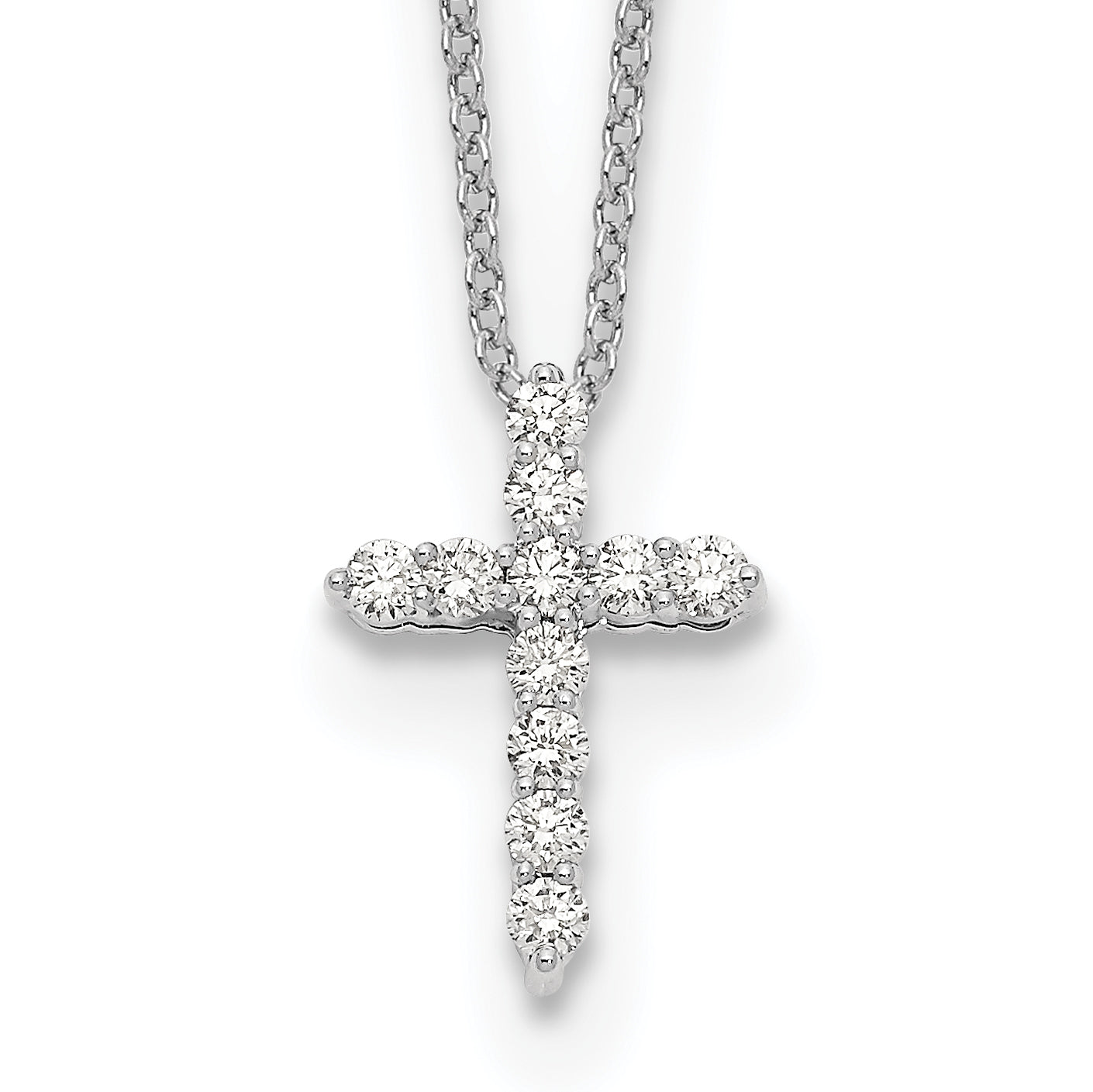 14K White Gold Lab Grown Diamond VS/SI GH, Cross Pendant Necklace