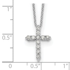 10k White Gold Diamond Cross 18 inch Necklace