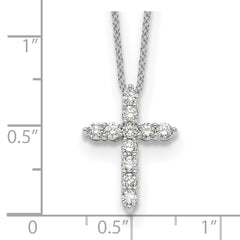 10k White Gold Diamond Cross 18 inch Necklace