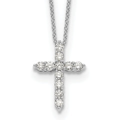 14K White Gold Lab Grown Diamond Cross Pendant Necklace