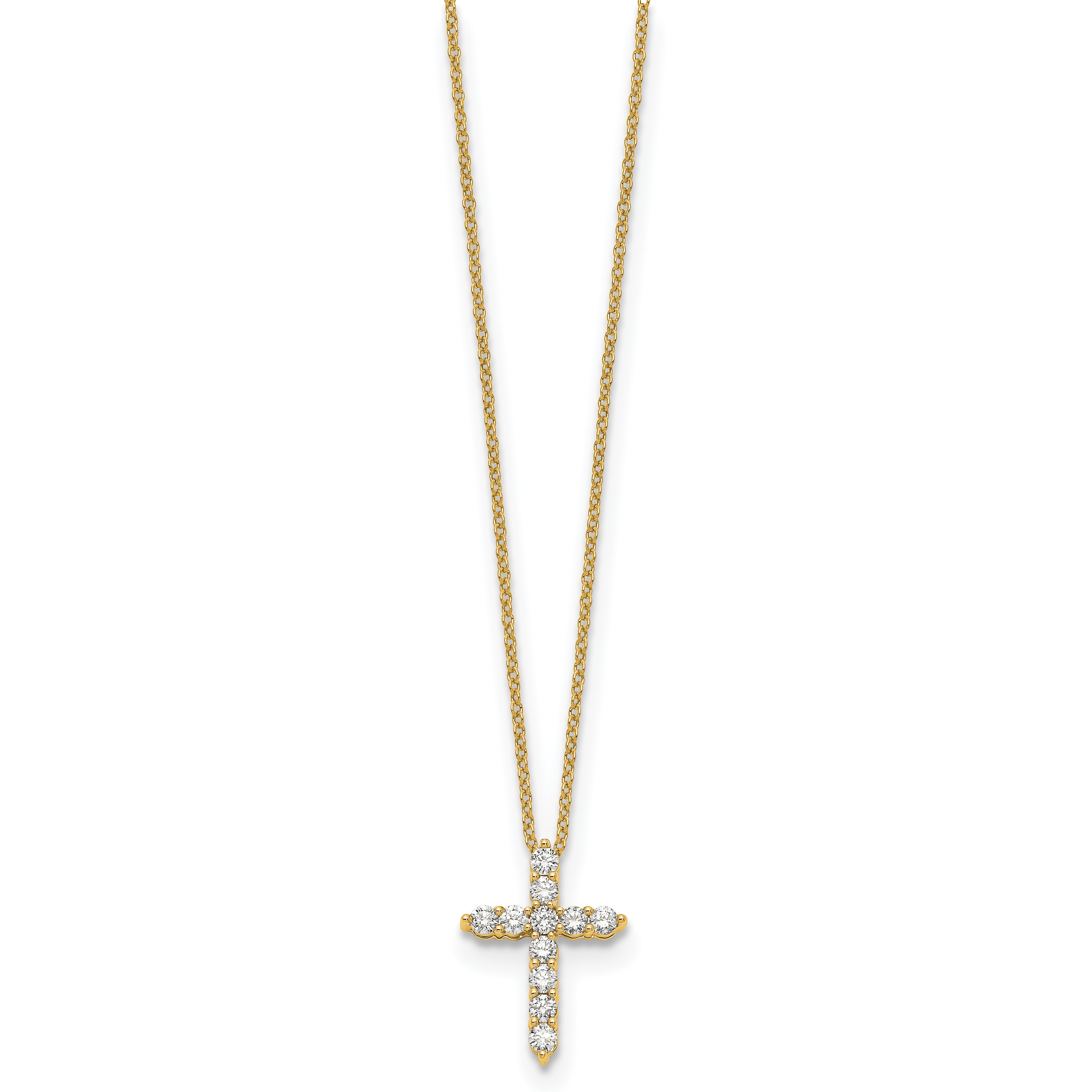 14K Lab Grown Diamond Cross Pendant Necklace