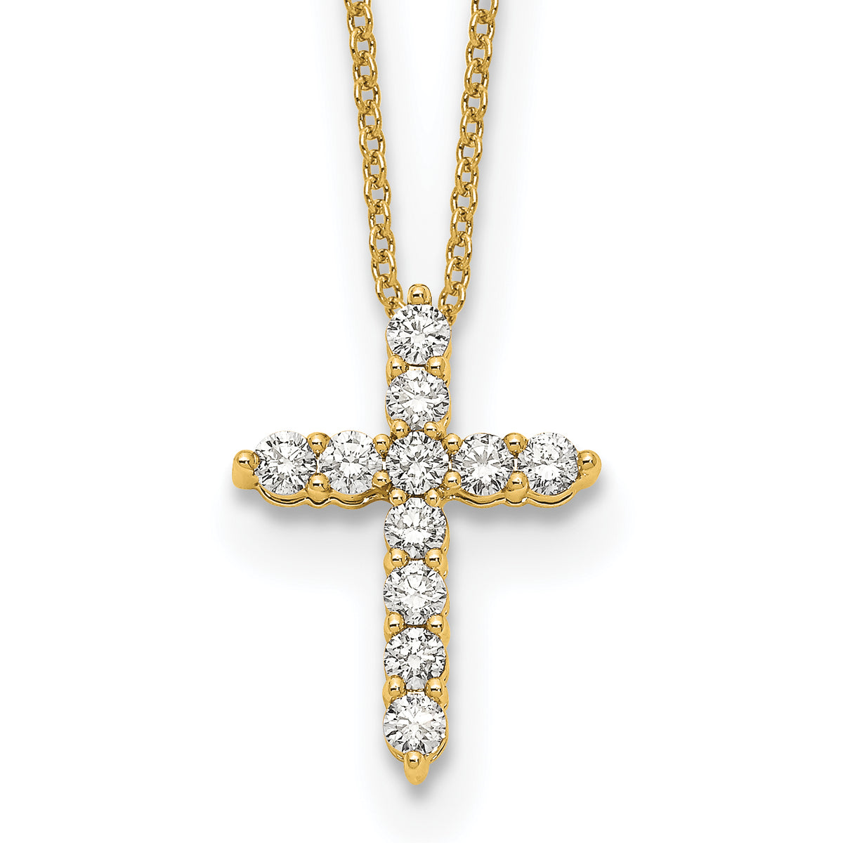 14K Lab Grown Diamond Cross Pendant Necklace