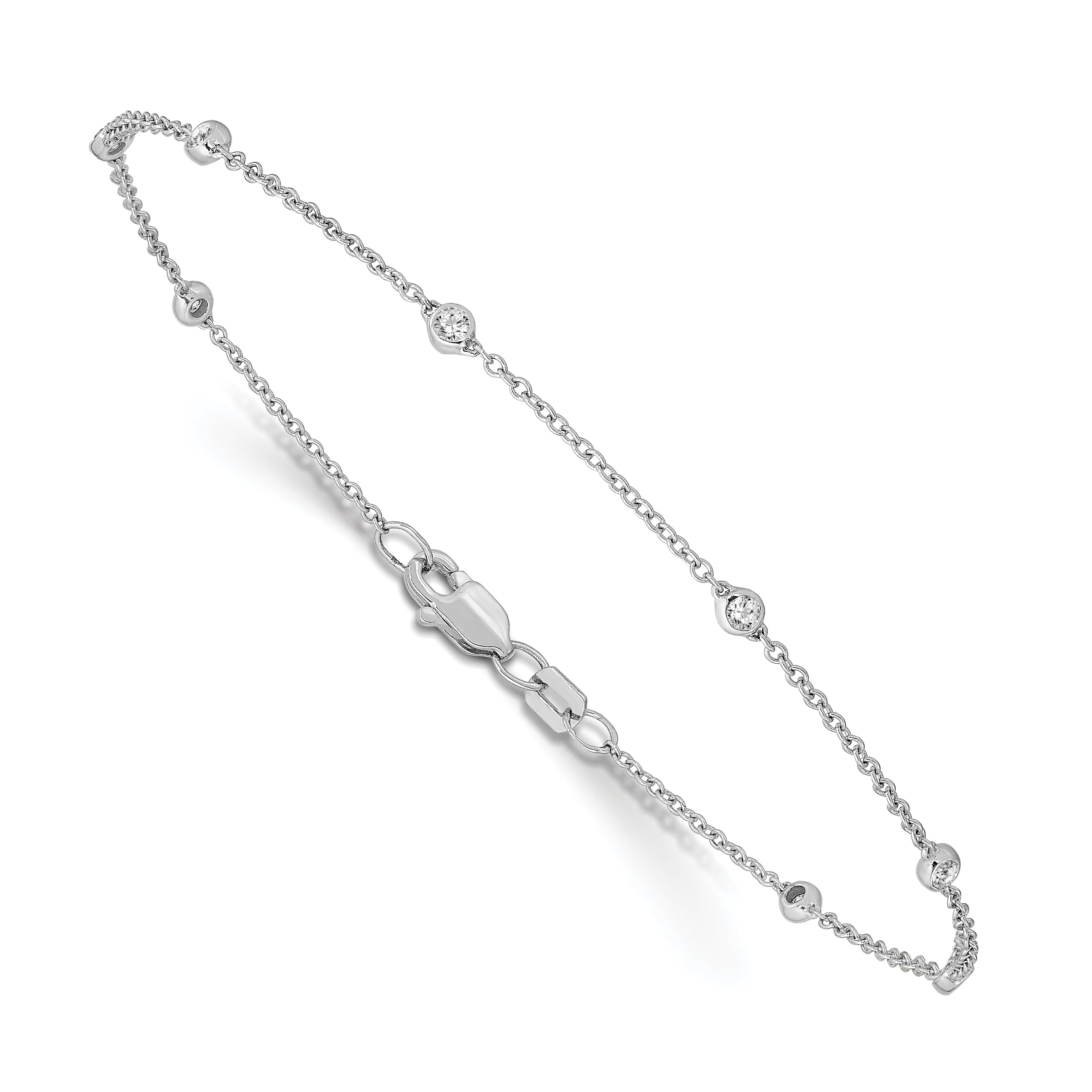 True Origin 14K White Gold 1/6 carat Lab Grown Diamond VS/SI  D E F  7 Station 7 Inch Bracelet