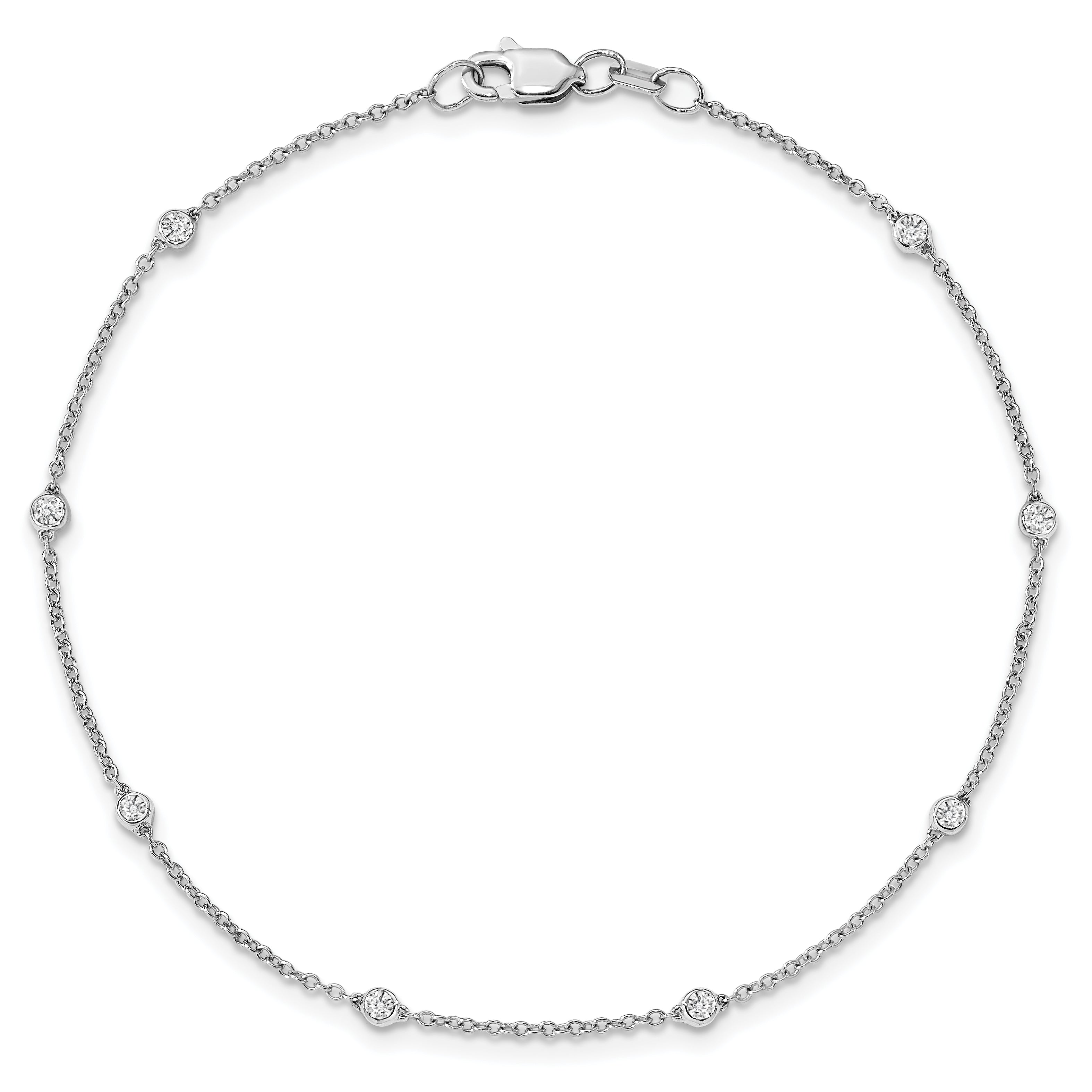 True Origin 14K White Gold 1/6 carat Lab Grown Diamond VS/SI  D E F  7 Station 7 Inch Bracelet