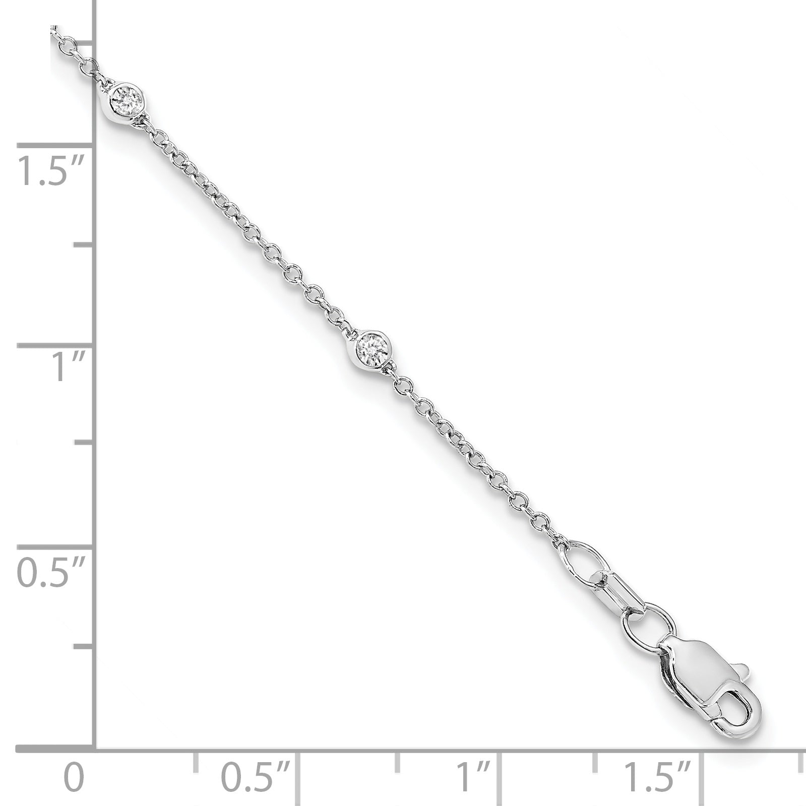 True Origin 14K White Gold 1/6 carat Lab Grown Diamond VS/SI  D E F  8 Station 8 Inch Bracelet