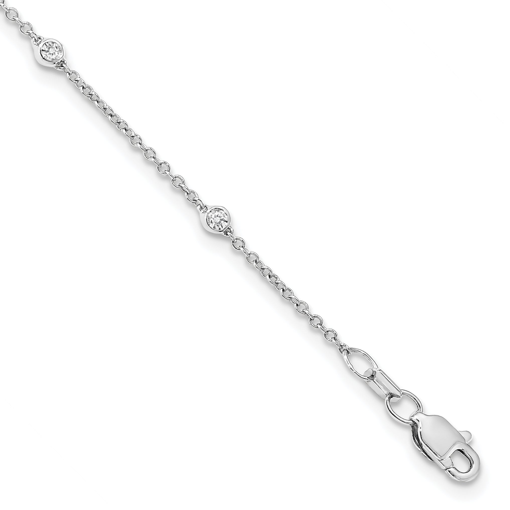 True Origin 14K White Gold 1/6 carat Lab Grown Diamond VS/SI  D E F  8 Station 8 Inch Bracelet