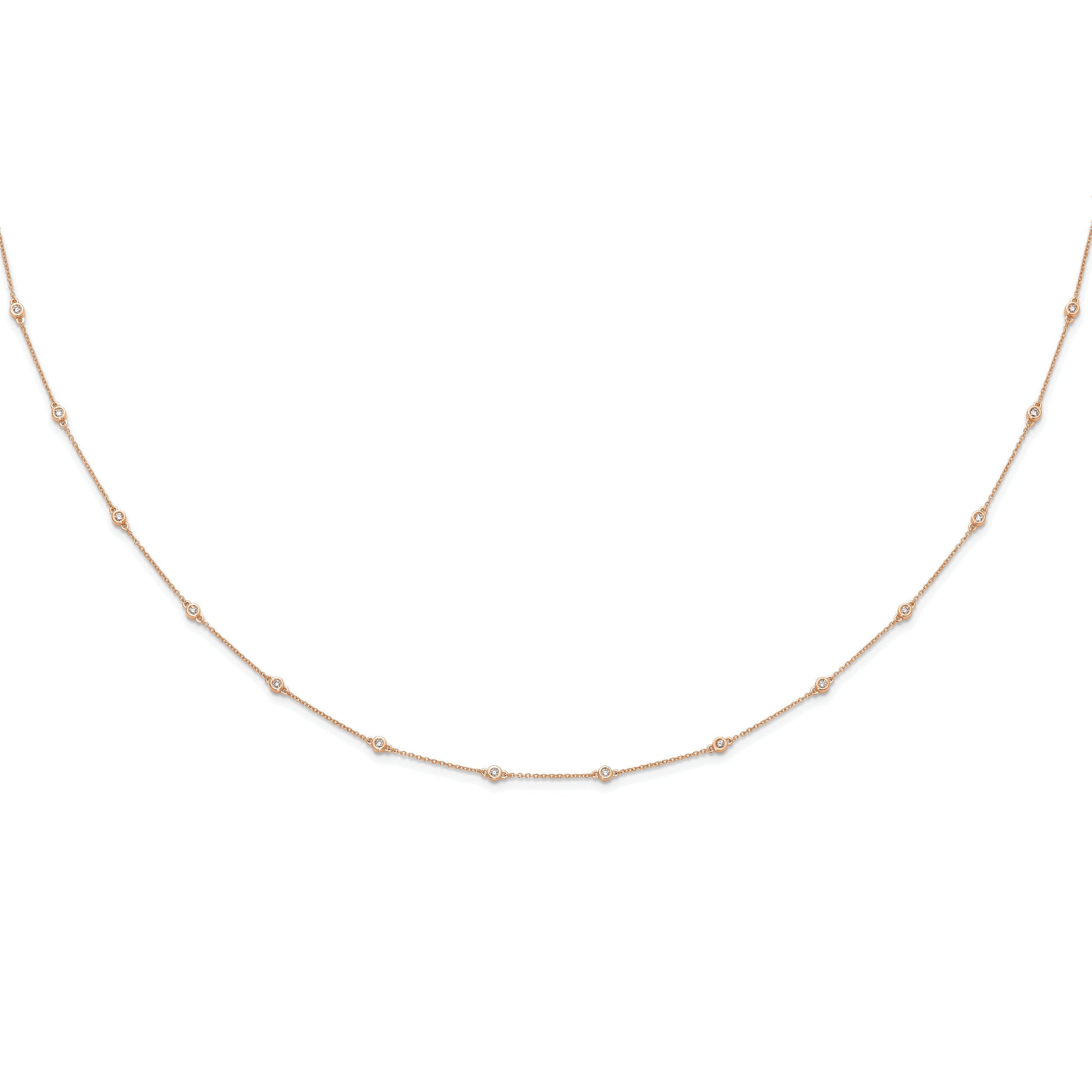 True Origin 14K Rose Gold 3/8 carat Lab Grown Diamond VS/SI  D E F  18 Station 18 Inch Necklace