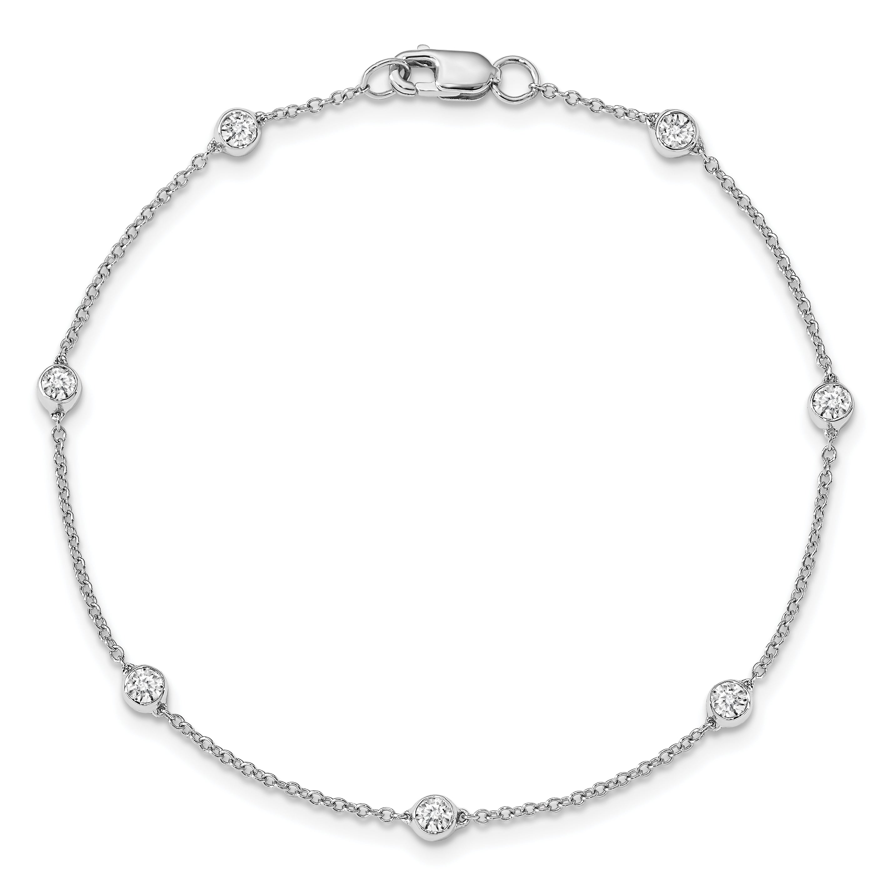 True Origin 14K White Gold 3/8 carat Lab Grown Diamond VS/SI  D E F  7 Station 7 Inch Bracelet