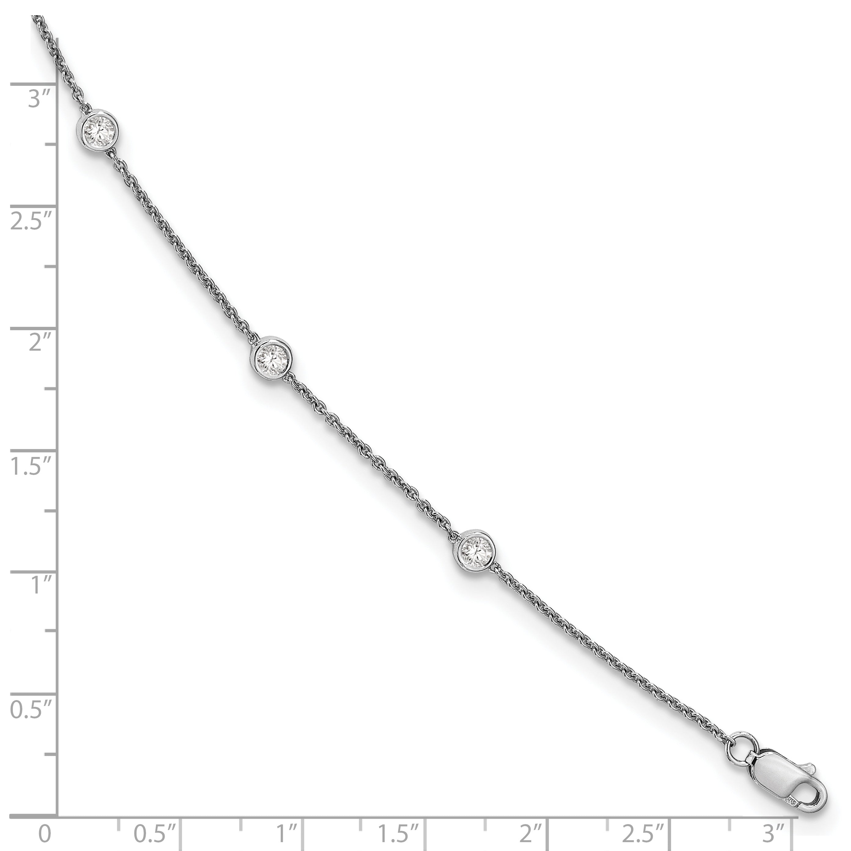 True Origin 14K White Gold 3/8 carat Lab Grown Diamond VS/SI  D E F  7 Station 7 Inch Bracelet