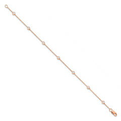 True Origin 14K Rose Gold 1/2 carat Lab Grown Diamond VS/SI  D E F  9 Station 9 Inch Anklet