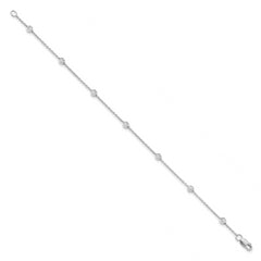 True Origin 14K White Gold 1/2 carat Lab Grown Diamond VS/SI  D E F  9 Station 9 Inch Anklet