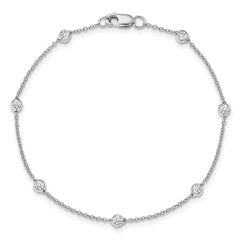 True Origin 14K White Gold 1/2 carat Lab Grown Diamond VS/SI  D E F  9 Station 9 Inch Anklet