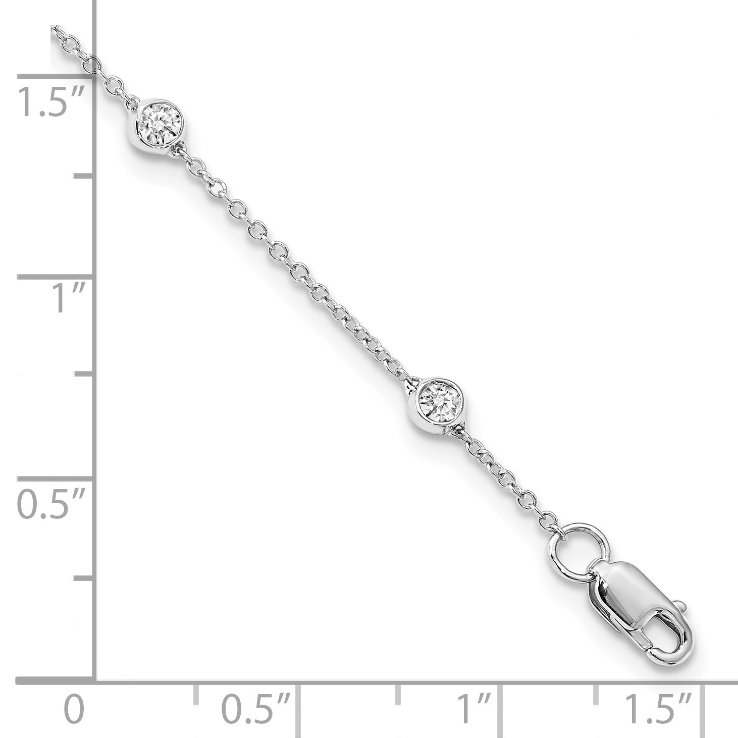 True Origin 14K White Gold 1/2 carat Lab Grown Diamond VS/SI  D E F  9 Station 9 Inch Anklet