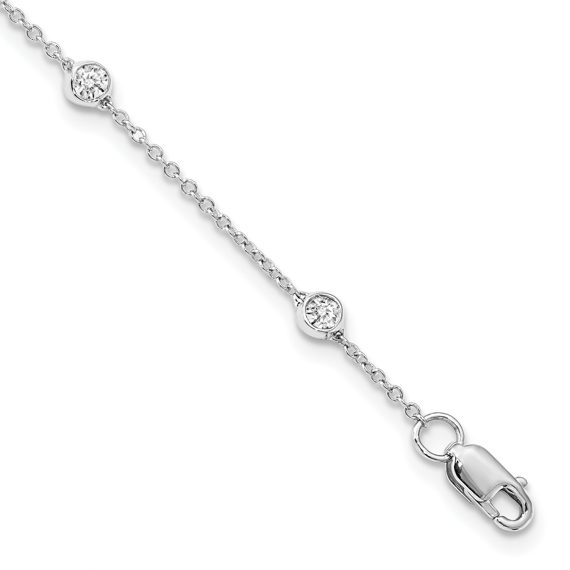 True Origin 14K White Gold 1/2 carat Lab Grown Diamond VS/SI  D E F  9 Station 9 Inch Anklet