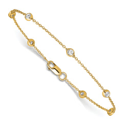 True Origin 14K 1/2 carat Lab Grown Diamond VS/SI  D E F  9 Station 9 Inch Anklet