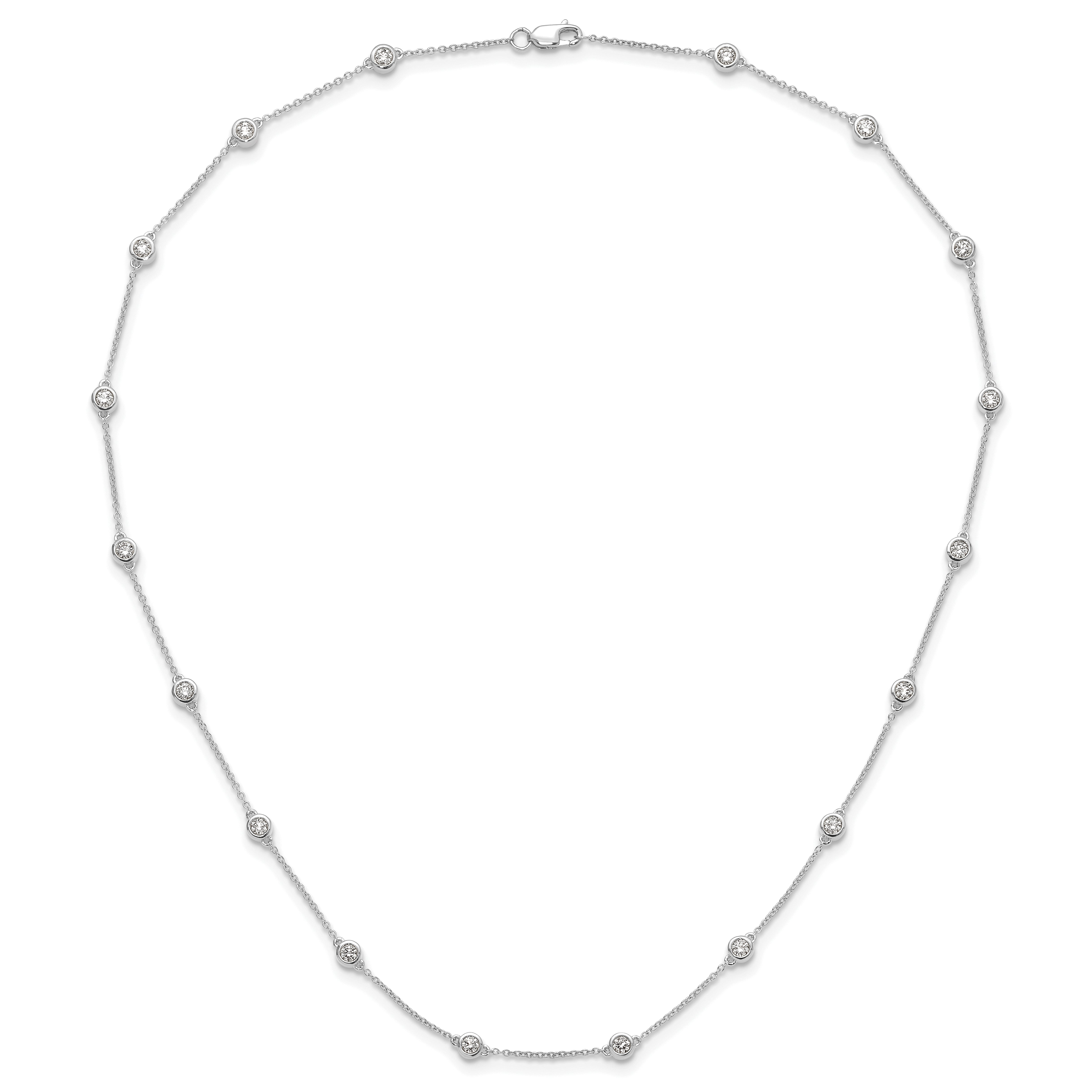 True Origin 14K White Gold 1 1/8 carat Lab Grown Diamond VS/SI  D E F  18 Station 18 Inch Necklace