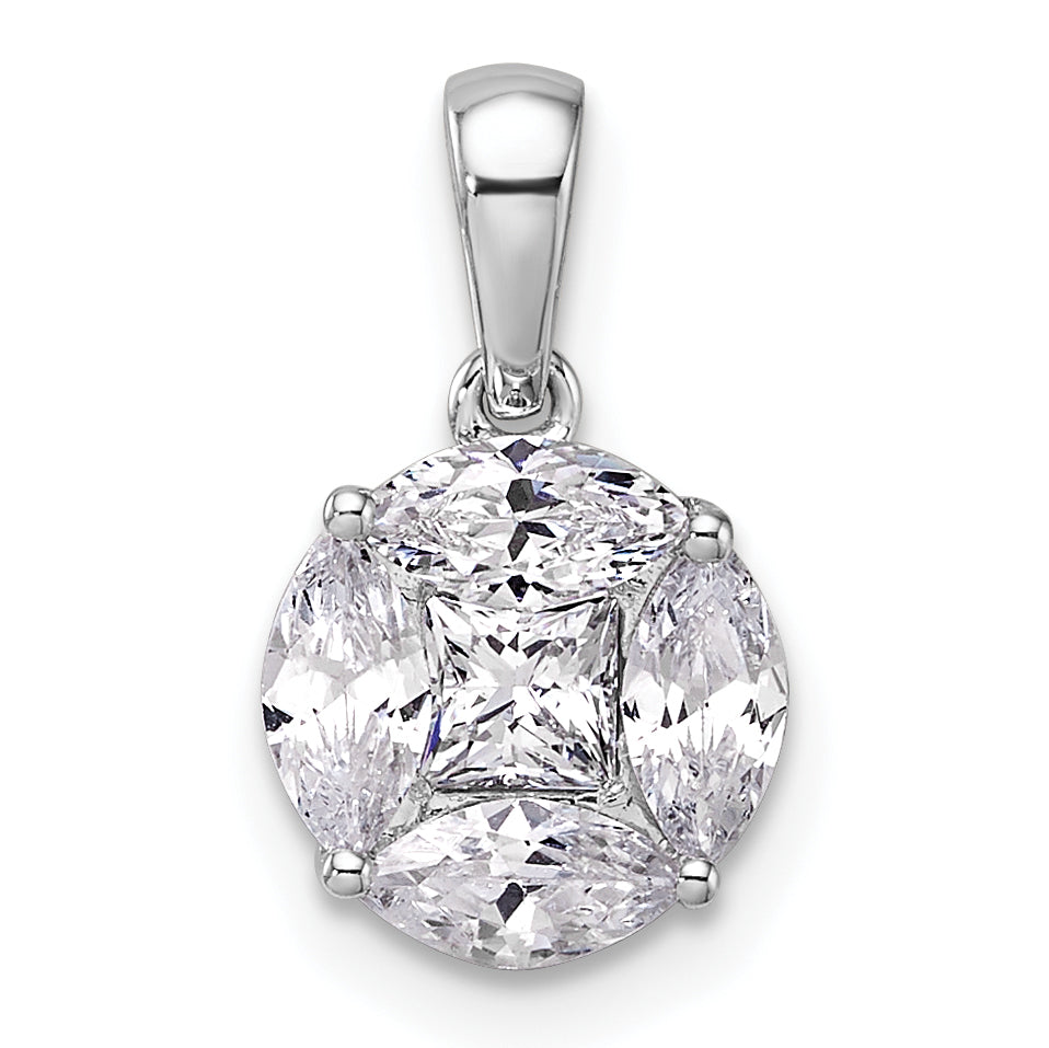 14K White Gold Lab Grown Diamond Round & Marquise Pendant