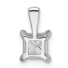 14k White Gold Lab Grown Diamond VS/SI GH 4 Prong Princess Pendant w/ Ch