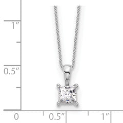 14k White Gold Lab Grown Diamond VS/SI GH 4 Prong Princess Pendant w/ Ch