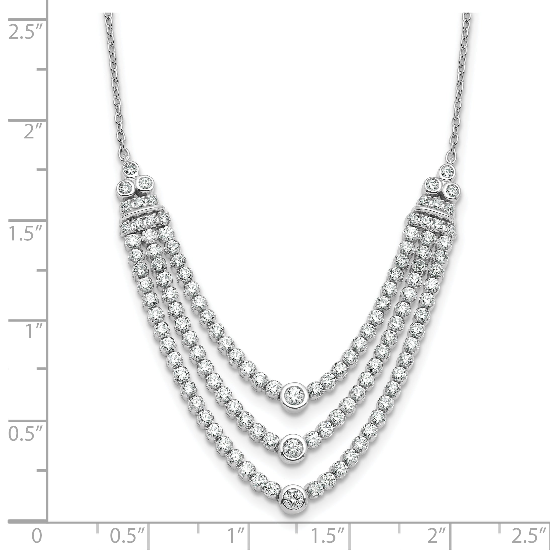14K White Gold Lab Grown Diamond VS/SI GH, Triple Layer Necklace
