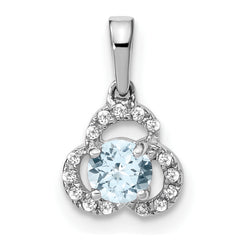 10k White Gold Aquamarine and Diamond Pendant