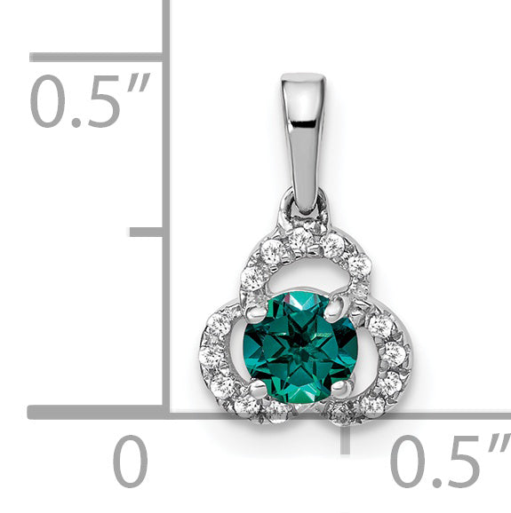 10k White Gold Created Alexandrite and Diamond Pendant