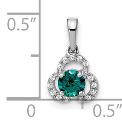 10k White Gold Created Alexandrite and Diamond Pendant