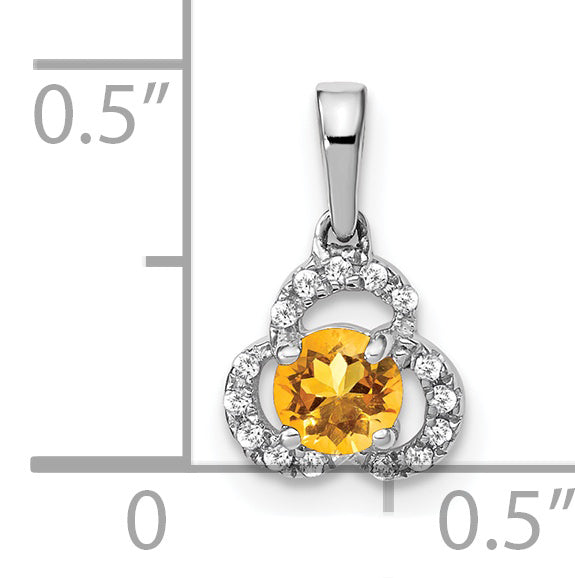 10k White Gold Citrine and Diamond Pendant