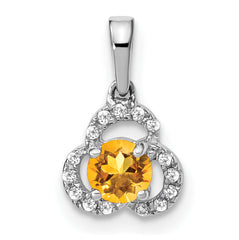 10k White Gold Citrine and Diamond Pendant