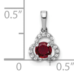 10k White Gold Created Ruby and Diamond Pendant