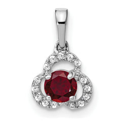 10k White Gold Created Ruby and Diamond Pendant