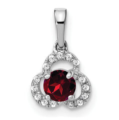 10k White Gold Garnet and Diamond Pendant